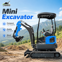 Mini Excavator EPA Farm LAWNIO Canopy Kubota dengan Track Karet, Hydraulic Thumb, untuk Kebun dan Perkebunan, Mini Excavator Pro