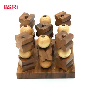 Tic Tac Toe 3D L Board Game Classic Toys 2023 OEM Best Seller Wooden Boxes Best Seller Enjoy Party Wood Crafts Thailand Product