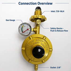 Détendeur de gaz GPL manuel basse pression avec dispositif de sécurité pour réservoir de gaz - Product Image 2