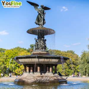 Fontana a più livelli in bronzo Bethesda con Angelo delle Acque, Statua di Cherubino, Fusione a cera persa per Parco, Hotel, Villa - Product Image 1