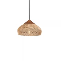 Suspension LED circulaire en rotin, style Wabi Sabi japonais, design d'Asie du Sud-Est, blanc chaud, hauteur réglable, pour salon
