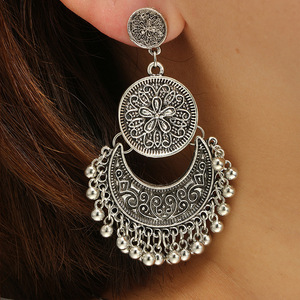 6 pares de pendientes colgantes DouVei vintage bohemios con borlas y cuentas, de aleación de zinc, con dijes de hilo de algodón, para mujer, hechos a mano, para aniversario - Product Image 5