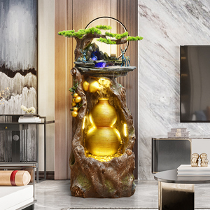 Gourde forme Fengshui cascade intérieure résine écologique étang à poissons rocheux décor de bureau et de jardin cadeaux d'ouverture d'affaires - Product Image 1