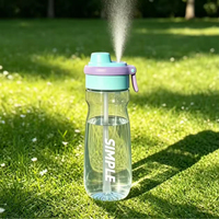 Nouvelle bouteille d'eau pulvérisatrice grande capacité en PC, pulvérisateur portable avec paille, gourde à main pour le cyclisme en extérieur