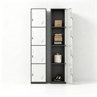 Armoire de rangement métallique industrielle à 4 portes avec cadre renforcé, étagère à chaussures et serrure à combinaison pour les vêtements de travail des mineurs