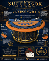 Table de Blackjack de qualité casino SUCCESSOR, table de jeu de poker de luxe demi-ronde pour casino, club et salle de jeux VIP