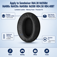 Pengganti EarPad Kulit Domba dengan Busa Memori untuk Sennheiser Hd4.30 Hd350bt Hd400s Hd420s Hd458bt Hd300 HD4.50 HD4.40BT