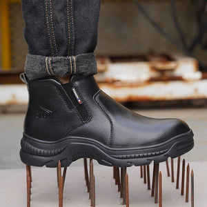 8808-Bottes de Sécurité pour Soudage en Cuir Véritable Disponibles en Stock, Chaussures de Sécurité en Cuir Suédé de Haute Qualité sans Lacets - Product Image 1