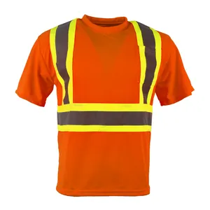 工厂价格安全工作服反光服装t恤黄色廉价安全反光马球衫