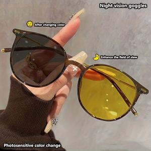 <span class=keywords><strong>Gafas</strong></span> de Sol <span class=keywords><strong>Redondas</strong></span> Ultraligeras de Doble Uso Día y Noche con Cambio de Color para <span class=keywords><strong>Mujer</strong></span>, Especiales para Conducir de Noche, Anti-luz Alta - Product Image 1