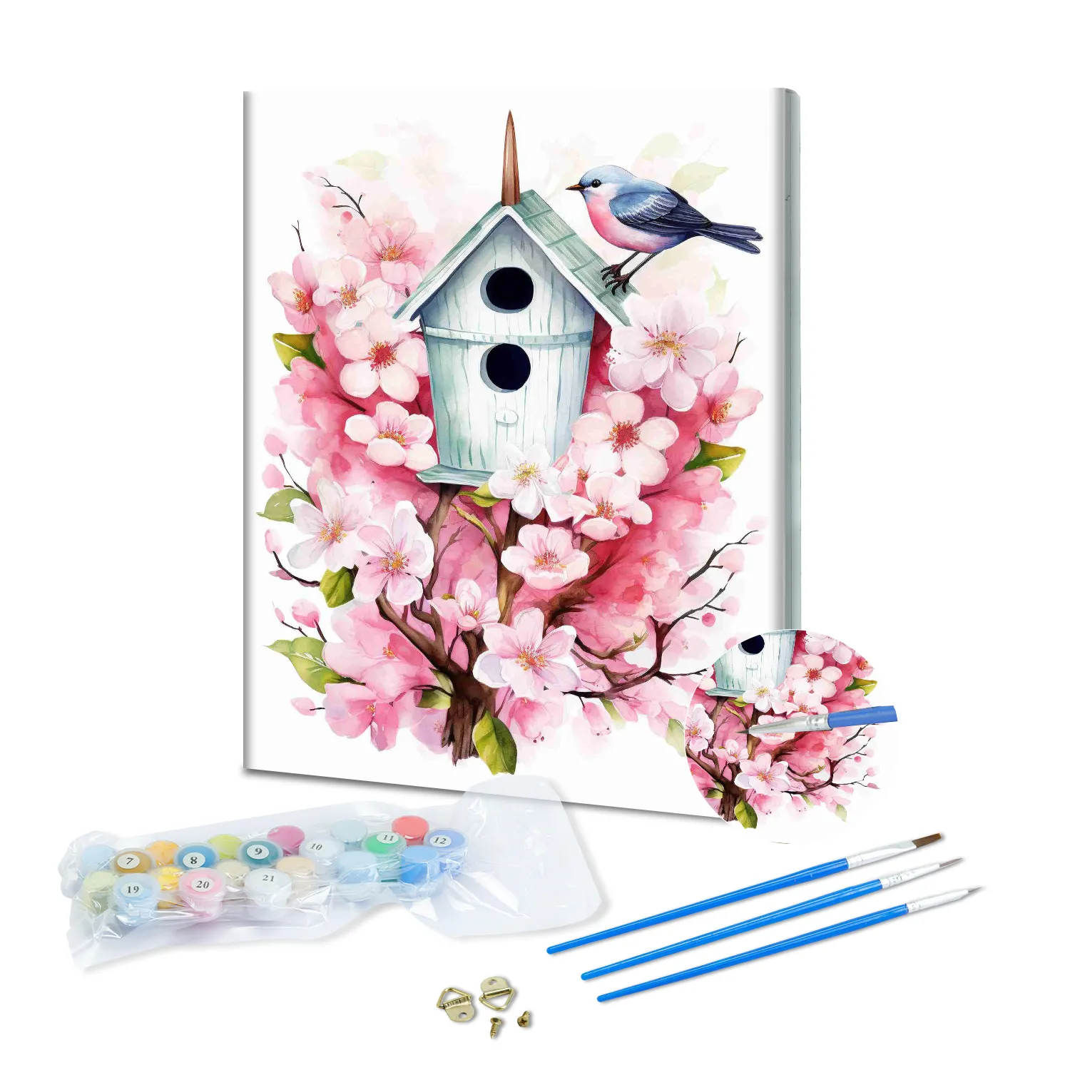 Diy The Bird's Flower House Picture Paint By Number Kits For Kids And Adults Digital Canvas Art Custom Oil Painting By Numbers