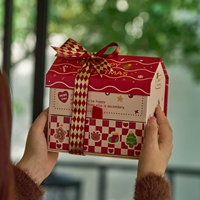 Boîte en carton rigide en forme de maison 3D pour Noël, vente en gros YZ, emballage personnalisé pour bonbons et biscuits, cadeau de fête