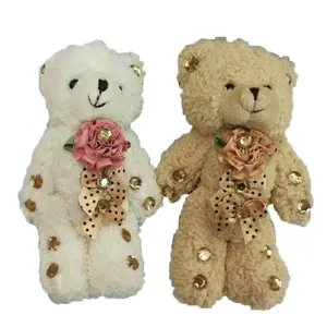 可爱的卡通毛绒材料玩具迷你关节泰迪熊制作鲜花花束