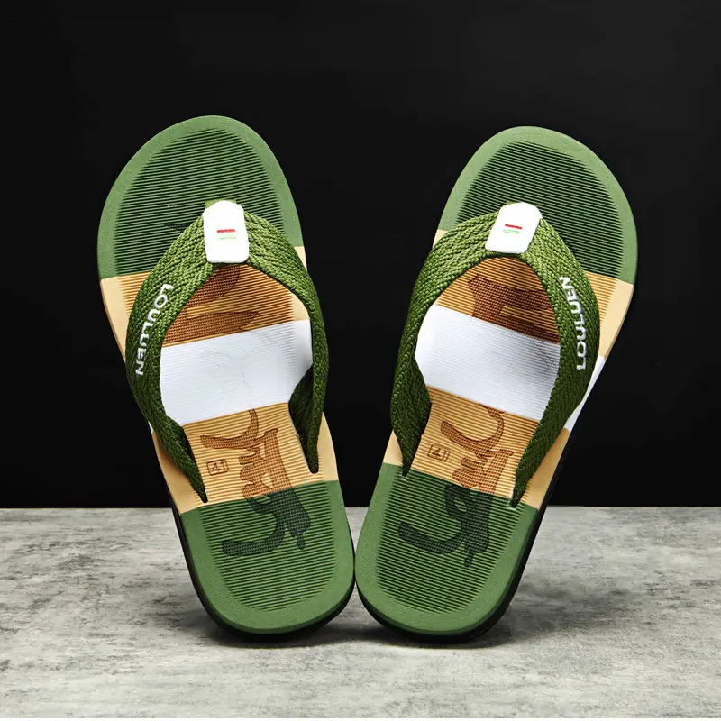 2023 Vintage Flip Flops Men Beach Slippers Wear European and American Men Sandals Outside in Summer