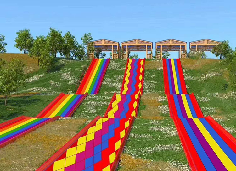 Outdoor Plastic Dry Ski Rainbow Snow Slip Slide factory design Fun Park Equipment For Park