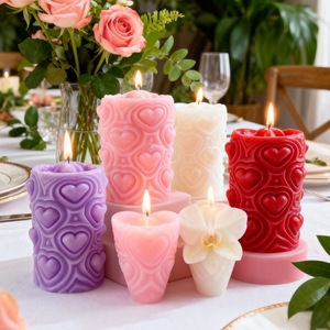 Rose Relief Heart Cylindrical Candle Mold Diy Love Craft Soap Mold For Valentine's Day - Product Image 3