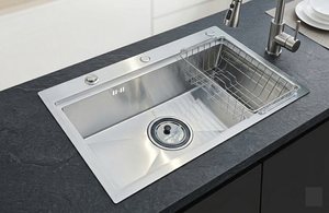 Évier de cuisine haut de gamme fait main en acier inoxydable 304 à deux trous sans robinet, prix abordable, provenance Vietnam - Product Image 5