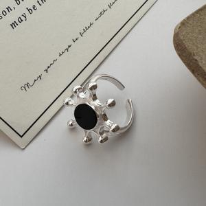 S925 Sterling Silver Simple Blogger Style Ring Version coréenne Conception de niche avec pierre d'agate coupée en gros - Product Image 5