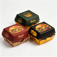 Boîte à hamburger en carton blanc compostable, robuste, pliable, écologique, avec logo personnalisé, impression UV quadricolore, conception OEM pour