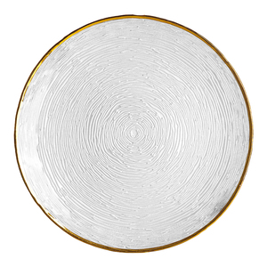 Placas de cargador de vidrio blanco azul a granel ecológicas con <span class=keywords><strong>vajilla</strong></span> de borde dorado para platos inferiores para fiestas de boda - Product Image 1