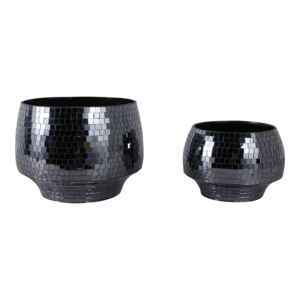 Vasi per Fiori Moderni Rotondi e Curvi in Mosaico Disco, Fioriere in Metallo Decorative per Interni, Vasi in Ferro per la Casa - Product Image 1