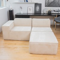 Vente chaude Moderne Design Européen Personnalisable Gris Pouf Canapé Chaise Intérieur Salon Doux Confortable Tissu Contemporain