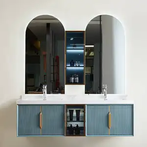 Latest Bathroom Vanity Unit With Double Sinks Wall Mounted Waterproof Bathroom Cabinet Set