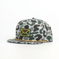 Topi Snapback 5 Panel Motif Camo Bebek Custom Grosir, Anti Air, Bahan Katun, untuk Berburu di Luar Ruangan dengan Detail Tali, OEM dalam Jumlah Besar
