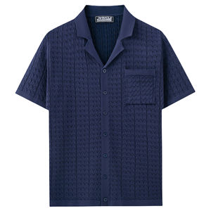 OEM y ODM, Cárdigan de Punto Sólido Estilo Americano, Manga Corta, Tejido con Sensación de Frescura, Logotipo Personalizado, Camiseta Polo, Kaos <span class=keywords><strong>Sablon</strong></span> - Product Image 4
