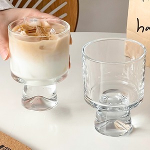 230ml Short Stemmed Clear Glass Goblet Thick Base Coffee Mug Modern Design Reusable Custom Logo Latte Milk Tea Unisex Glass <b>Cup</b> - Product Image 5