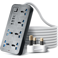 Multiprise 6 prises avec ports USB-C PD et 3 ports USB, câble de 3 m, pour maison intelligente et bureau, avec protection anti-choc