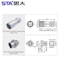 Connecteur Étanche SF12 IP67 pour Câble Électrique, Prise d'Aviation à Connexion Rapide Push-Pull, 2 3 4 5 6 7 9 Broches