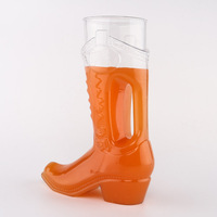 Jarra de cerveza de plástico con forma de vaquero, bota creativa de lujo de 40oz con asa, Pajita de cuello largo, aislada en caliente/frío y ecológica