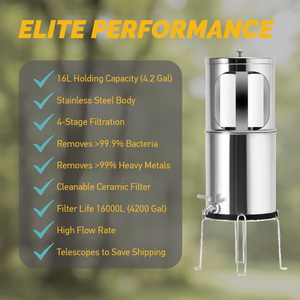 Manual Stainless Steel <strong>Ceramic</strong> Gravity Water Filter Activated Carbon <strong>Purifier</strong> for Household Use - Product Image 4