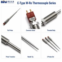 Sonde de thermocouple de type C, D, A, OEM/ODM, personnalisable, longueur 150-2000 mm, pointe 1,5-6 mm pour applications industrielles