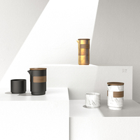 Service à thé en céramique DHPO écologique, moderne, luxueux, réutilisable, portable, 400 ml, avec couvercle en bois, pour les voyages, cadeau d'anniversaire