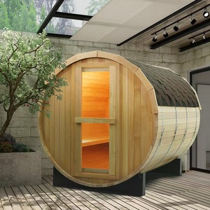 La salle de sauna cylindrique en cèdre rouge présente une <span class=keywords><strong>stratification</strong></span> <span class=keywords><strong>thermique</strong></span> évidente, avec de l'air chaud au-dessus de la tête et de l'air chaud sous les pieds. - Product Image 6