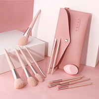 BEILI 11 pièces OEM personnalisé manche en bois synthétique végétalien maquillage pinceau ensemble rose visage pinceau pour les yeux ensemble avec sac brocha de maquillaje