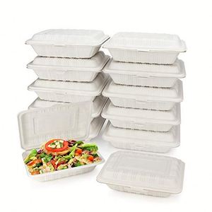 Boîtes à sandwich jetables en polypropylène blanc, compatibles micro-ondes, pour emporter, avec couvercle à charnière, pour hamburgers et autres aliments - Product Image 1