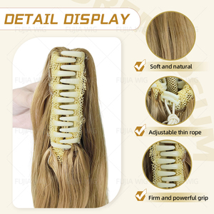Fujia Cơ Thể Sóng Nước Sóng Claw Tóc Giả Nhiệt Độ Cao Sợi <span class=keywords><strong>Clip</strong></span> Đuôi Ngựa Tổng Hợp Tóc Mở Rộng Cho Phụ Nữ - Product Image 3