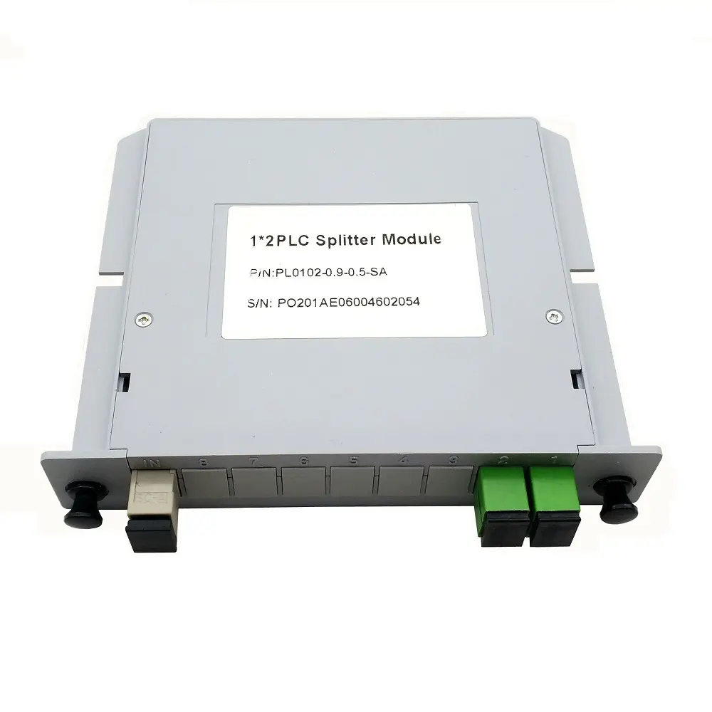 Kotak Pemisah 1X2 Plc, Pemisah Optik Chip Plug-In Splitter Optik Kartu Kaset LGX Box PLC Pemisah Optik Serat