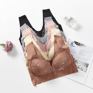 Soutien-gorge correcteur de posture sans bretelles en dentelle avec fermeture frontale, effet push-up, sans armatures, grande taille XXXL - Product Image 1