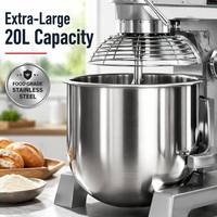 20L Planetaire Mixer, professionele kwaliteit, kantelbare kop, deegmixer voor bakkerijen, standmixer, spiraalmixer