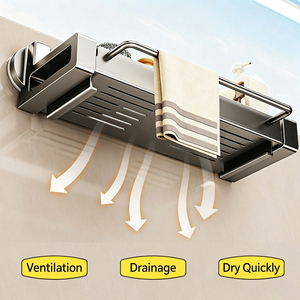 Étagère de rangement murale en métal à <span class=keywords><strong>ventouse</strong></span> pour cuisine, sans perçage, pour éponges et torchons, à fixer sur robinet d'évier - Product Image 3