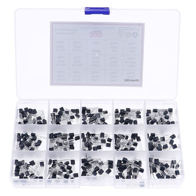 15 Kinds of 300 Plug-in Through Hole Transistors TO-92 NPN/PNP (S8050~A92) Low-power Transistor Kit