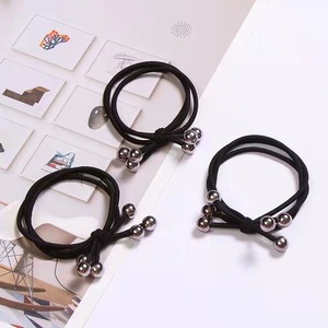 Coletero elástico con cuentas redondas negras, accesorios para el cabello simples para uso diario - Product Image 1