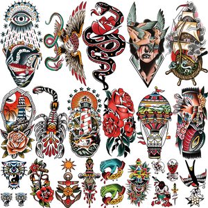 Tatuajes Temporales, Tatuajes de la Vieja Escuela, Pegatinas, Tatuajes Temporales Americanos Tradicionales de Flores y Rosas para el Brazo - Product Image 1