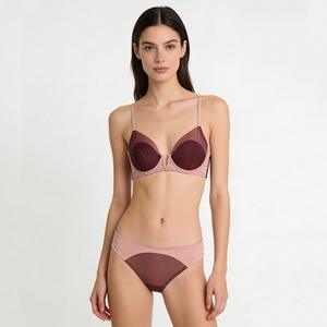 Ensemble de lingerie sexy <span class=keywords><strong>en</strong></span> maille transparente, design <span class=keywords><strong>transparent</strong></span>, soutien-gorge à armatures confortable, ensemble de culottes pour tous les jours - Product Image 1