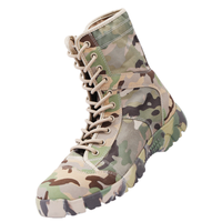 Bottes tactiques d'extérieur montantes camouflage en toile à lacets antidérapantes respirantes pour l'entraînement toutes saisons