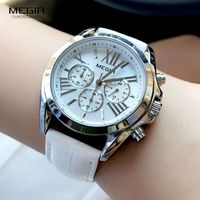 Montre chronographe à quartz pour homme, chiffres romains, cadran soleil, bracelet en cuir véritable, montre-bracelet de style business